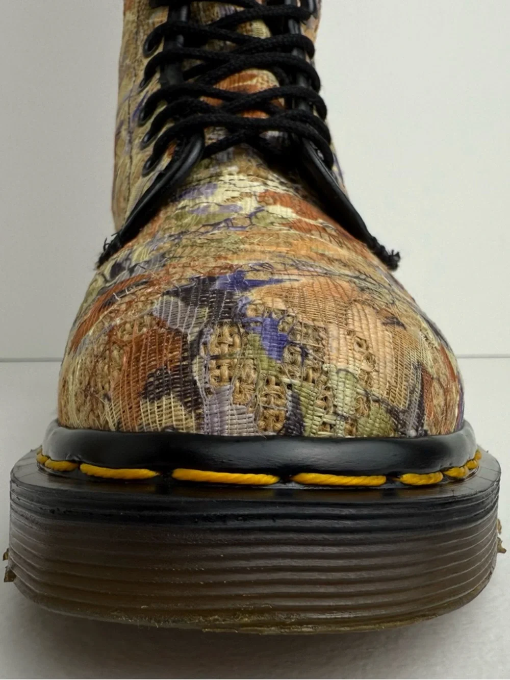 Vintage Dr. Martens England Burlap Floral Lace Fabric Tall Boho MIE Boots UK 5 - Picture 10 of 16